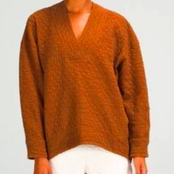 Lululemon Rippeled Brown Vneck Pullover Pockets Size 6 - Picture 1 of 9